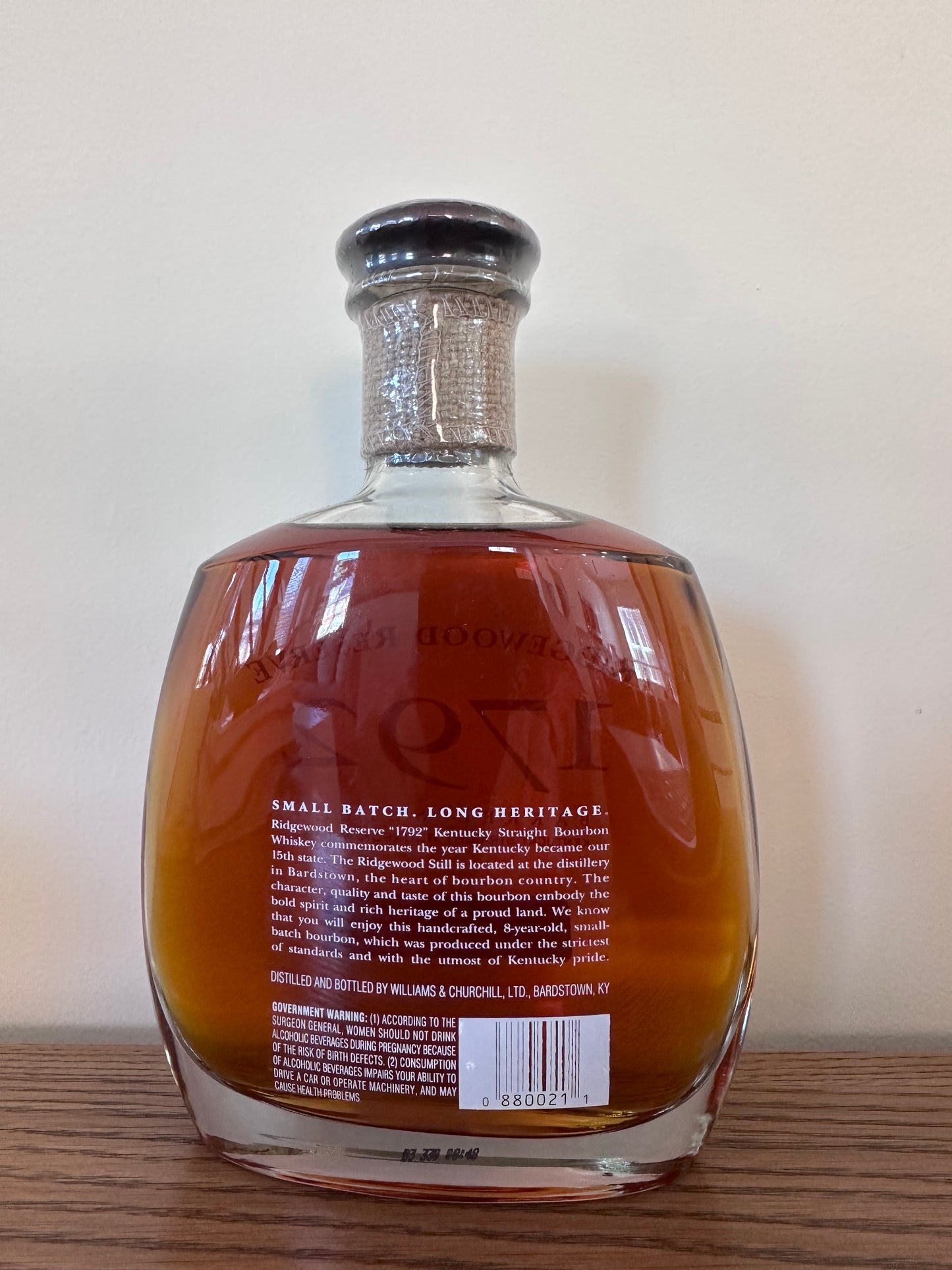 1792 Ridgewood Reserve 8 Year Lawsuit Bottle