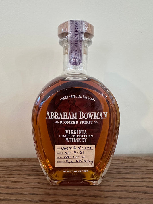 Abraham Bowman Rye Whiskey 2010
