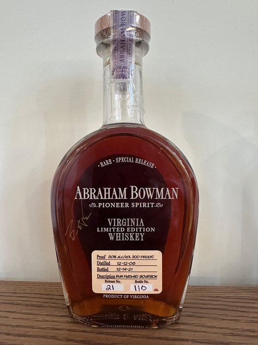 Abraham Bowman Rum Finished Bourbon 2021