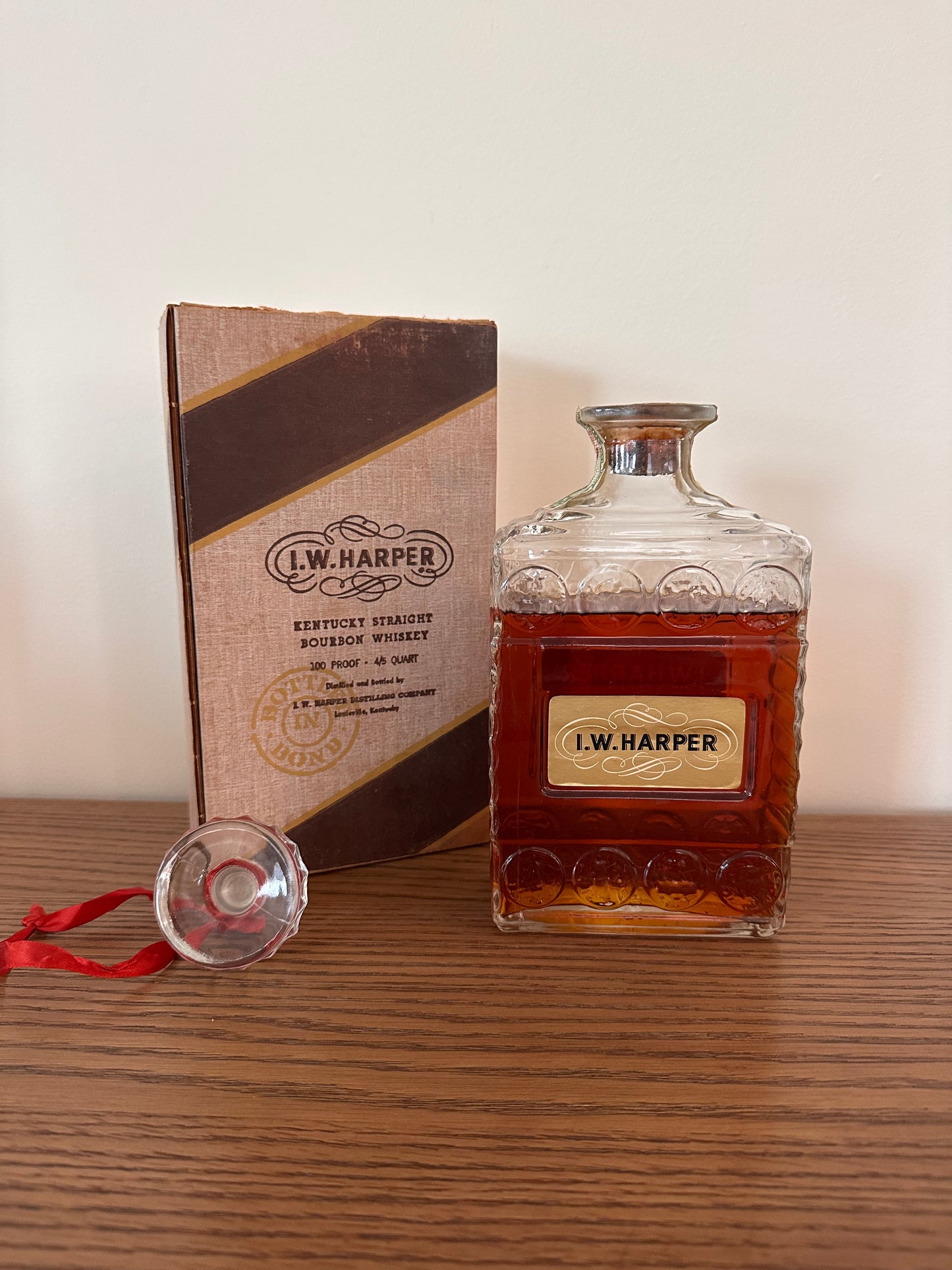 IW Harper Bottled in Bond Kentucky Bourbon Decanter Distilled 1946 Bottled 1950 4/5 Quart