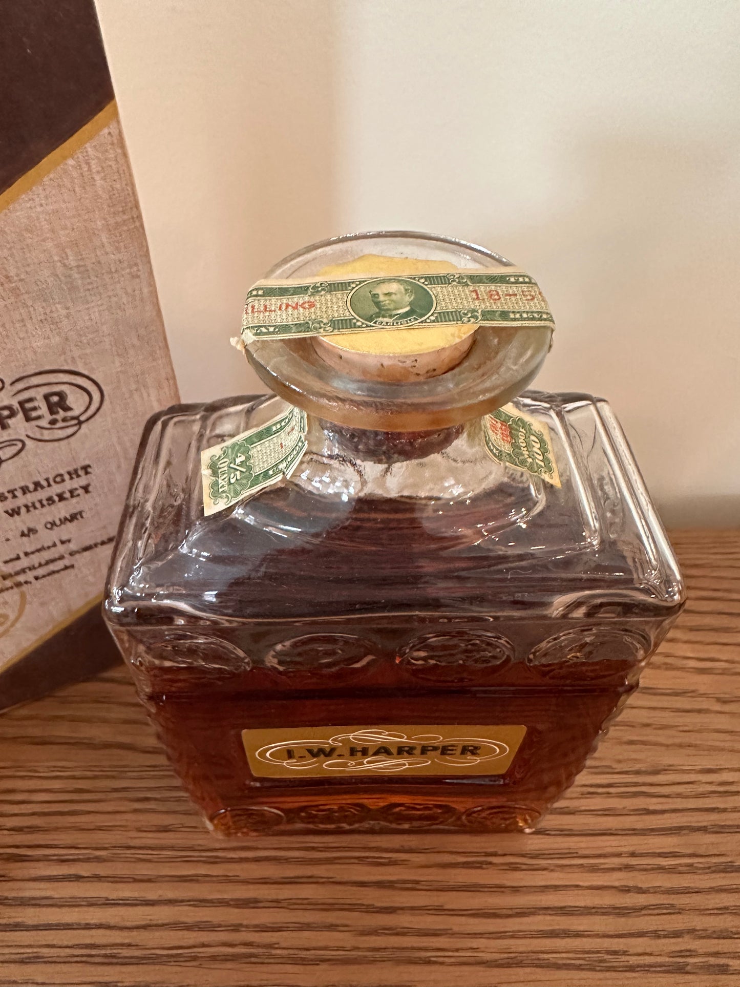 IW Harper Bottled in Bond Kentucky Bourbon Decanter Distilled 1946 Bottled 1950 4/5 Quart