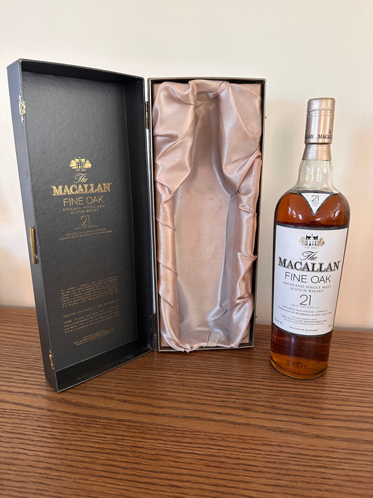 Macallan Fine Oak 21 Year Old Single Malt Scotch Whisky (Grey Box, White Label) 750ml
