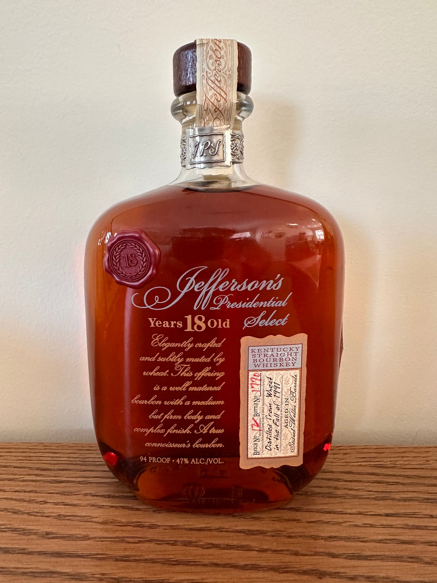Jefferson's Presidential Select 18 Year Old Bourbon 750ml