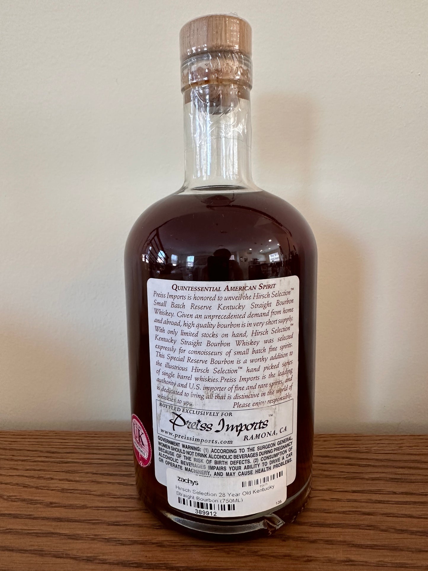 Hirsch Selection Small Batch Reserve 28 Year Old Straight Bourbon Whiskey 750ml