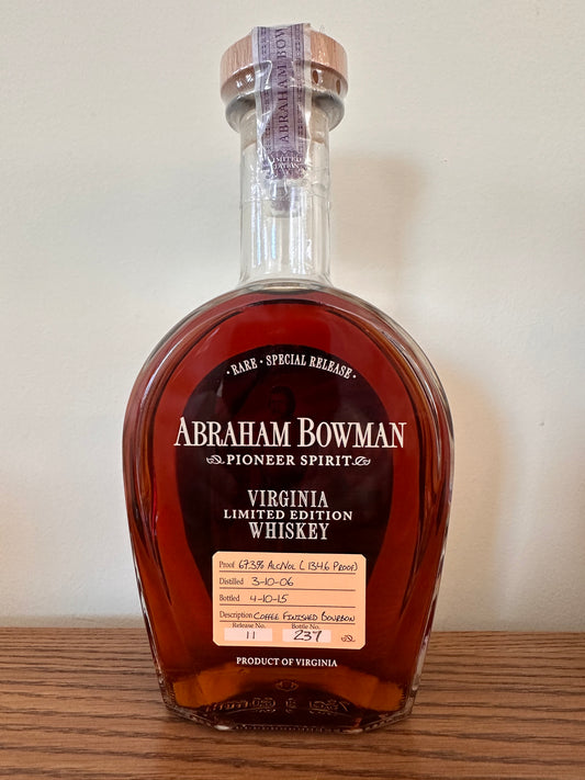 Abraham Bowman Coffee Finished Bourbon (Release No. 11, released in 2015)