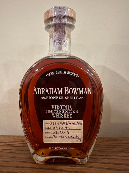 Abraham Bowman 18 Year Limited Edition Bourbon 138.6 proof (2011)