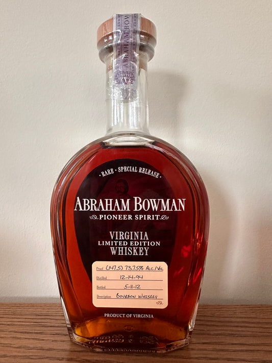 Abraham Bowman Release 3 Bourbon Whiskey (2012) 750ml
