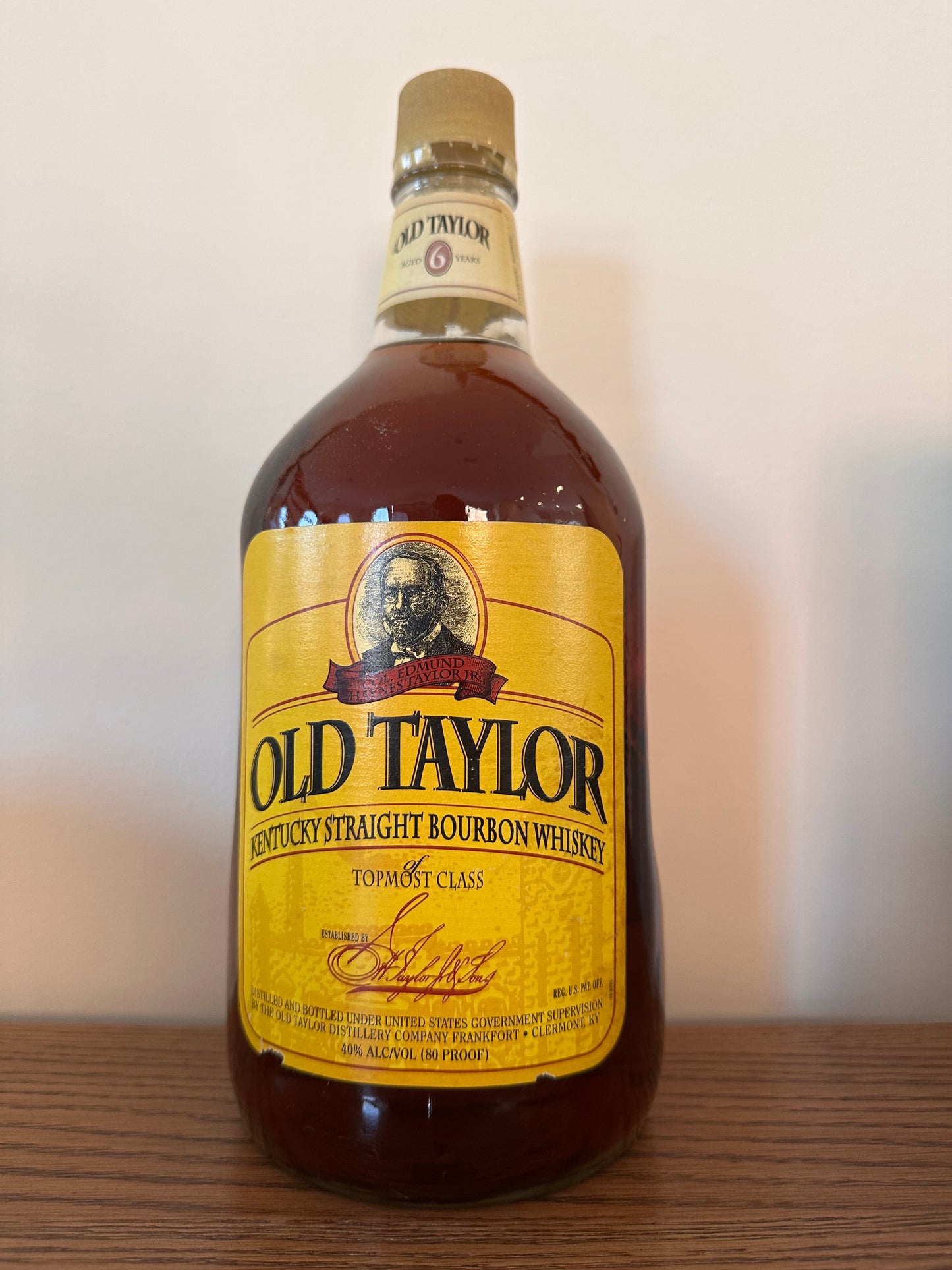 Old Taylor 6 Year Old Kentucky Straight Bourbon Whiskey 1.75Lt Bottled 1996
