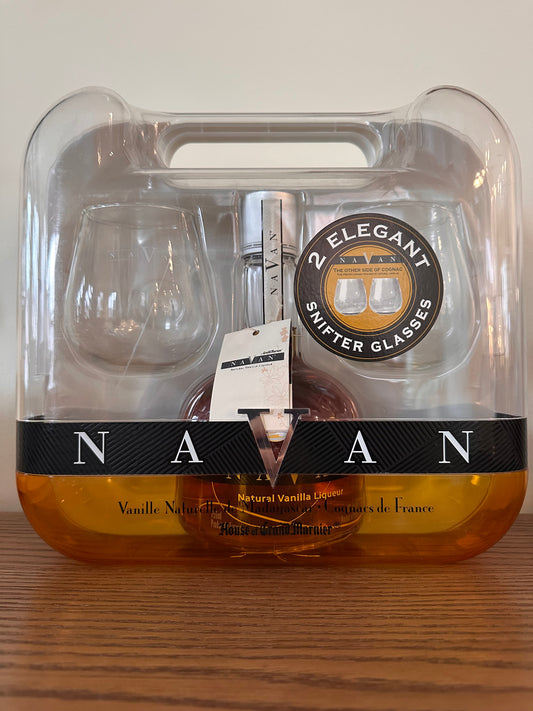 Grand Marnier Navan Natural Vanilla Liqueur 750ml Gift Set w/ Snifter Glasses