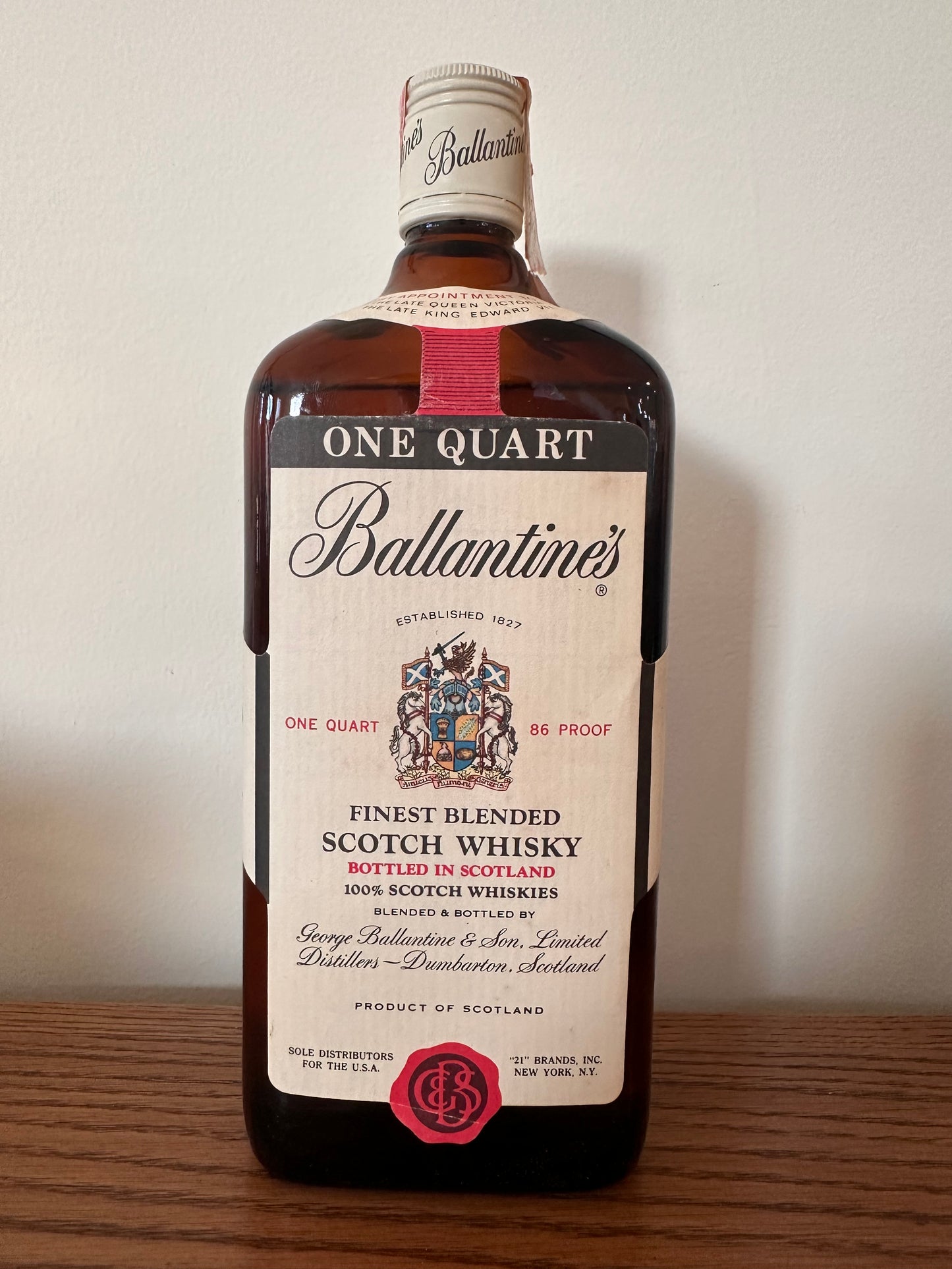 Ballantine's Finest Blended Scotch Whisky Quart 1977-1982