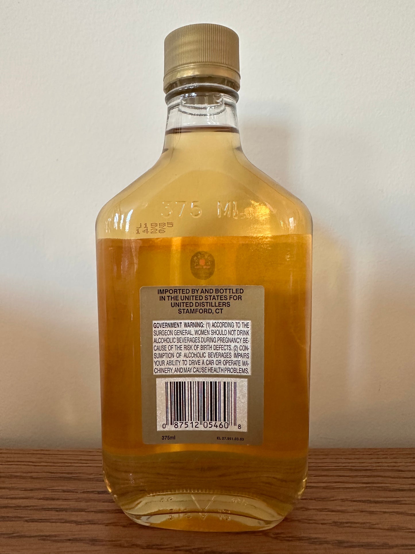 1995 VAT 69 Gold Scotch 375ml