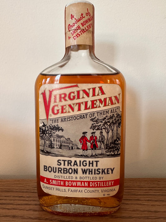 1960's A. Smith Bowman Virginia Gentleman 4 Year Old 90 Proof Pint