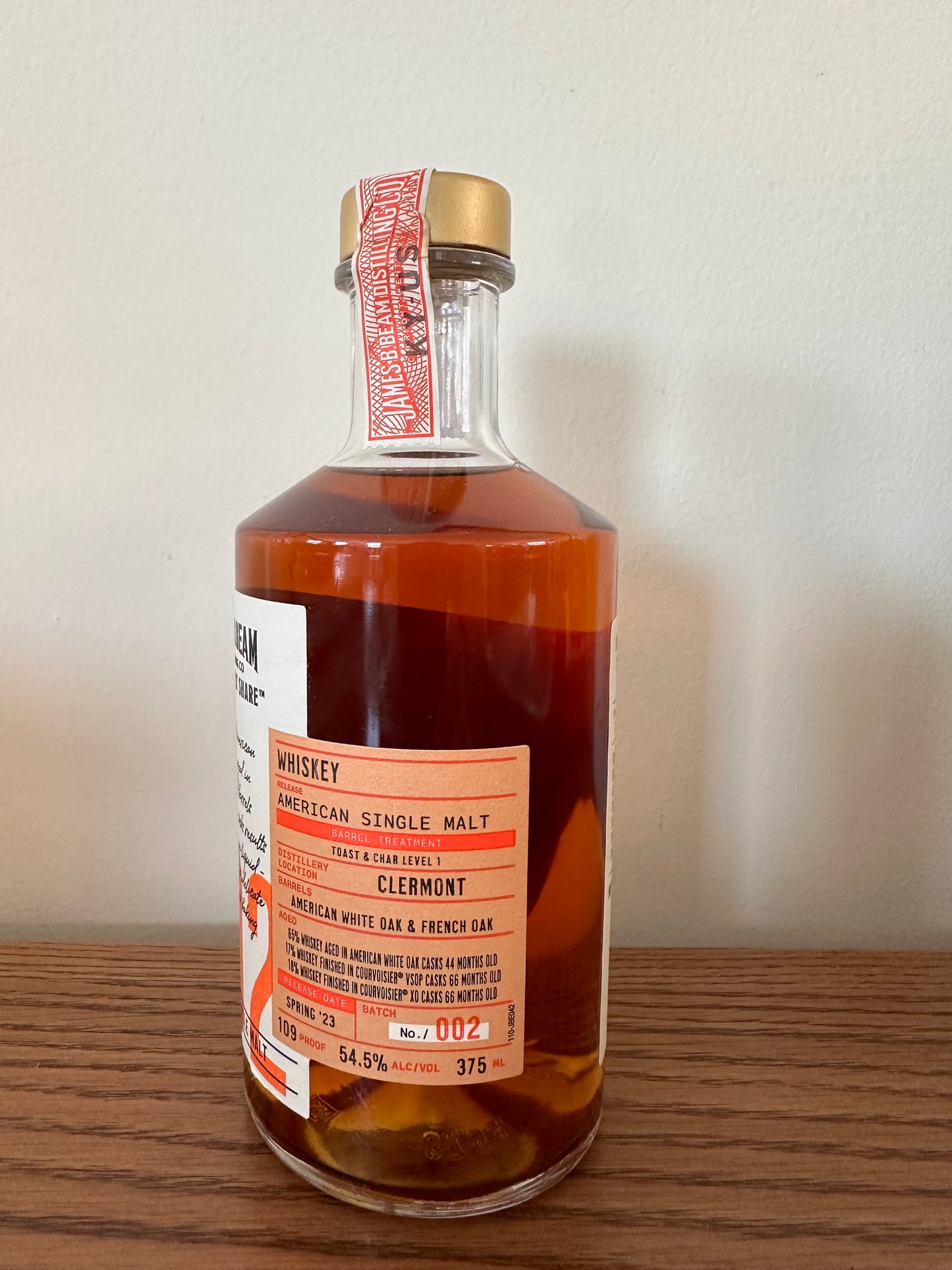 Jim Beam Distilling Co. Distillers' Share Batch No. 2 Courvoisier VSOP XO and American White Oak Finish American Single Malt Whiskey 375ml
