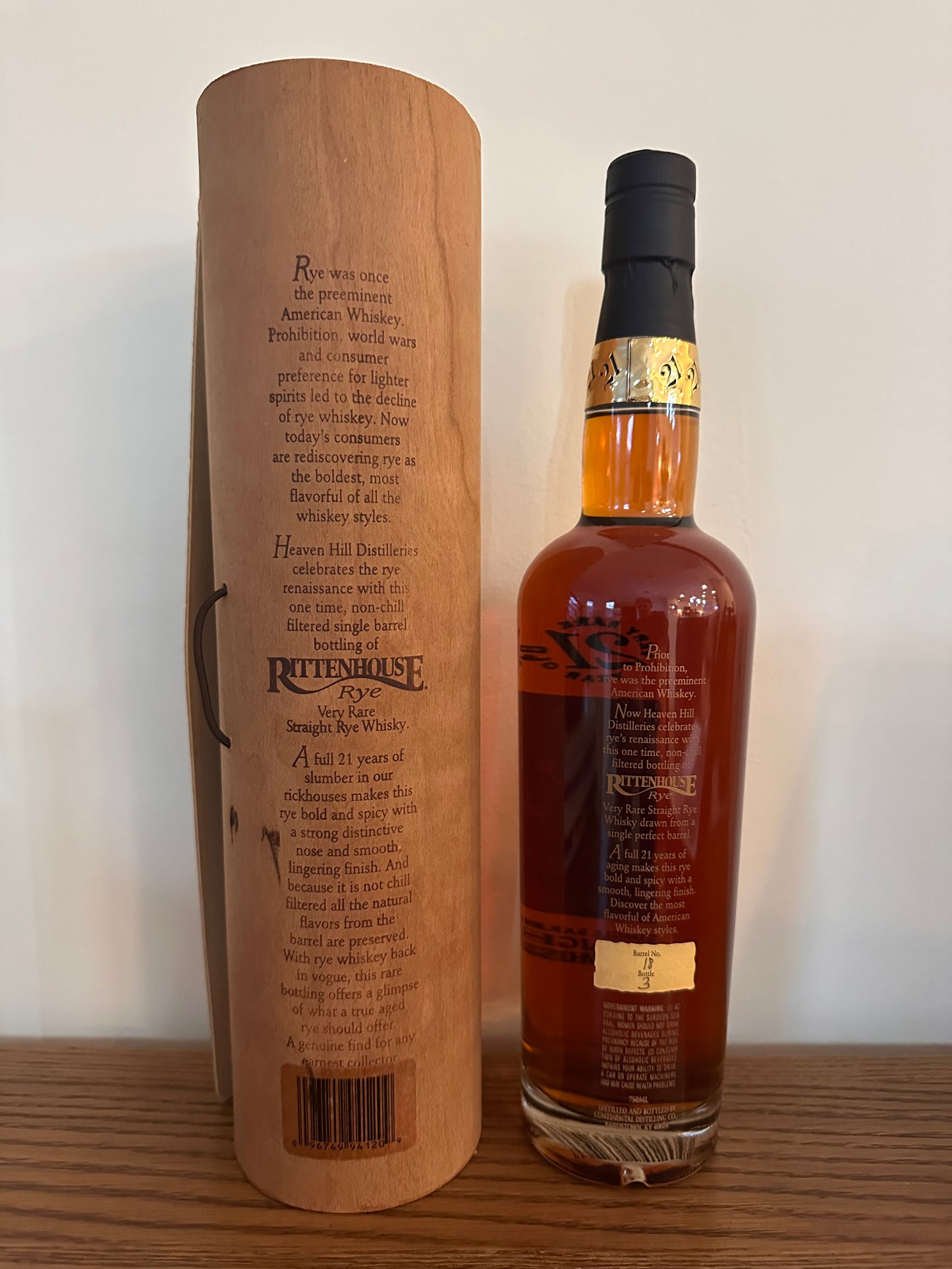 Rittenhouse 21 Year Old Very Rare Single Barrel Straight Rye Whiskey 750ml