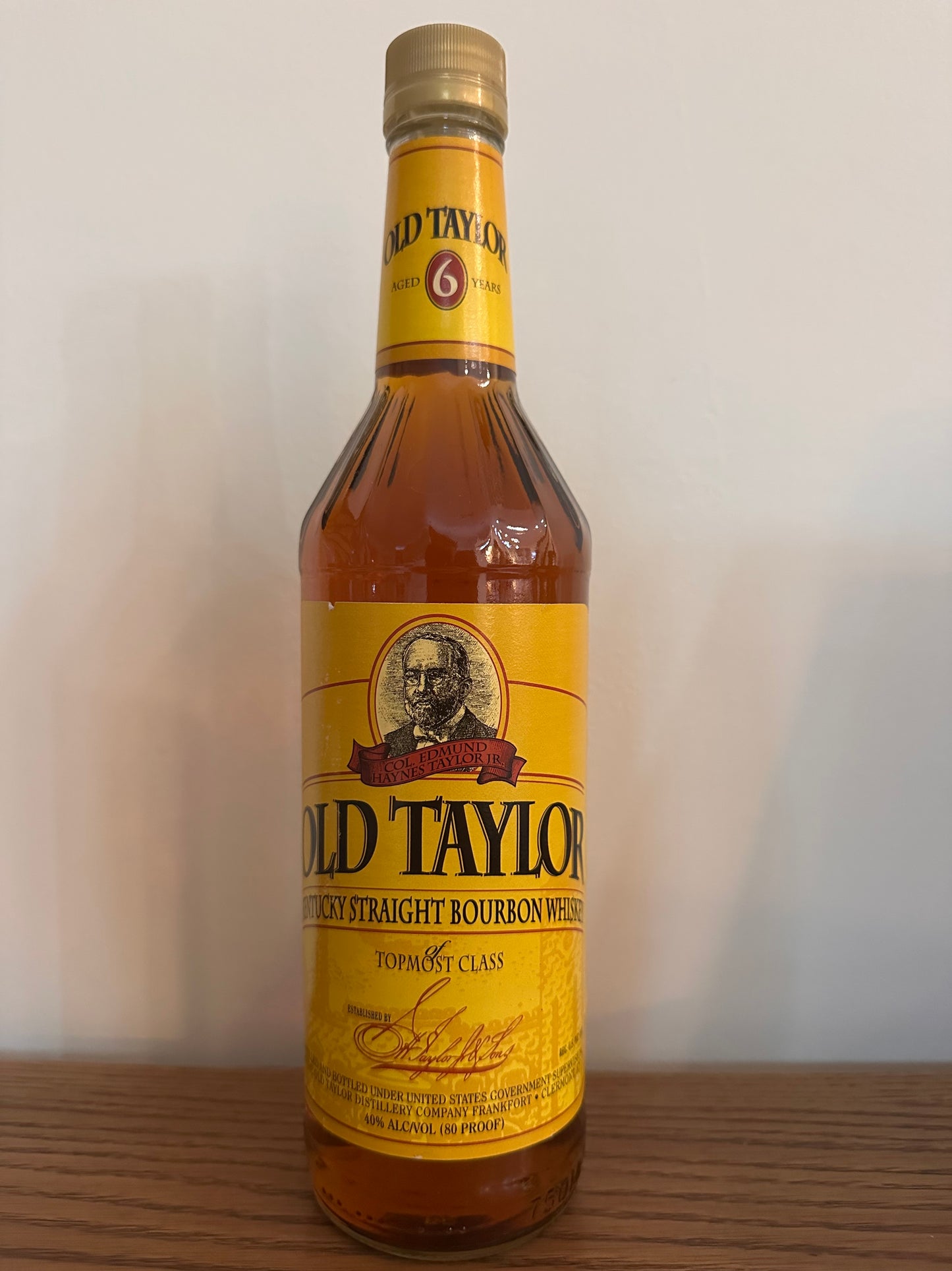 1996 Old Taylor 6 Year Old Kentucky Straight Bourbon Whiskey 750ml