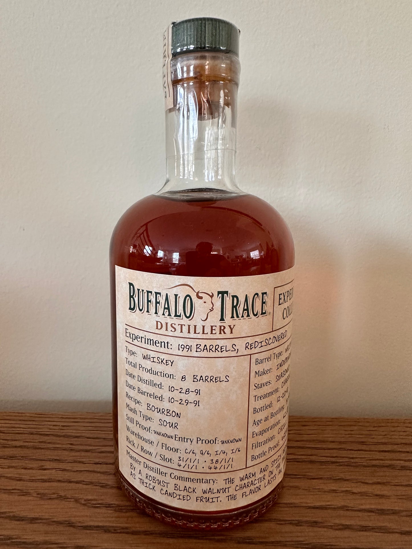 Buffalo Trace Experimental Collection 1991 Rediscovered Barrels Bourbon Whiskey 375ml