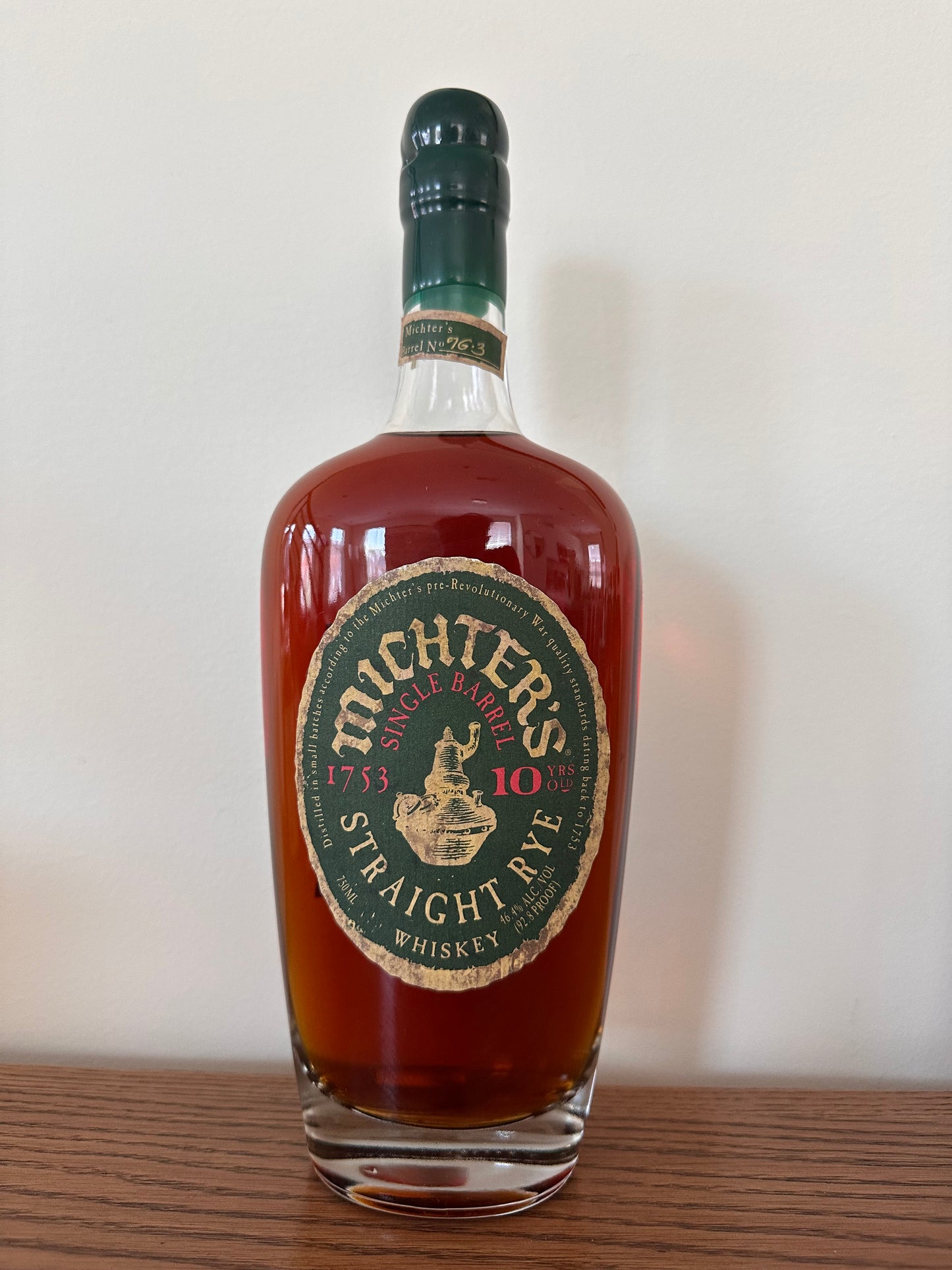 2007 Michter's 10 Year Old Single Barrel Rye Whiskey 750ml