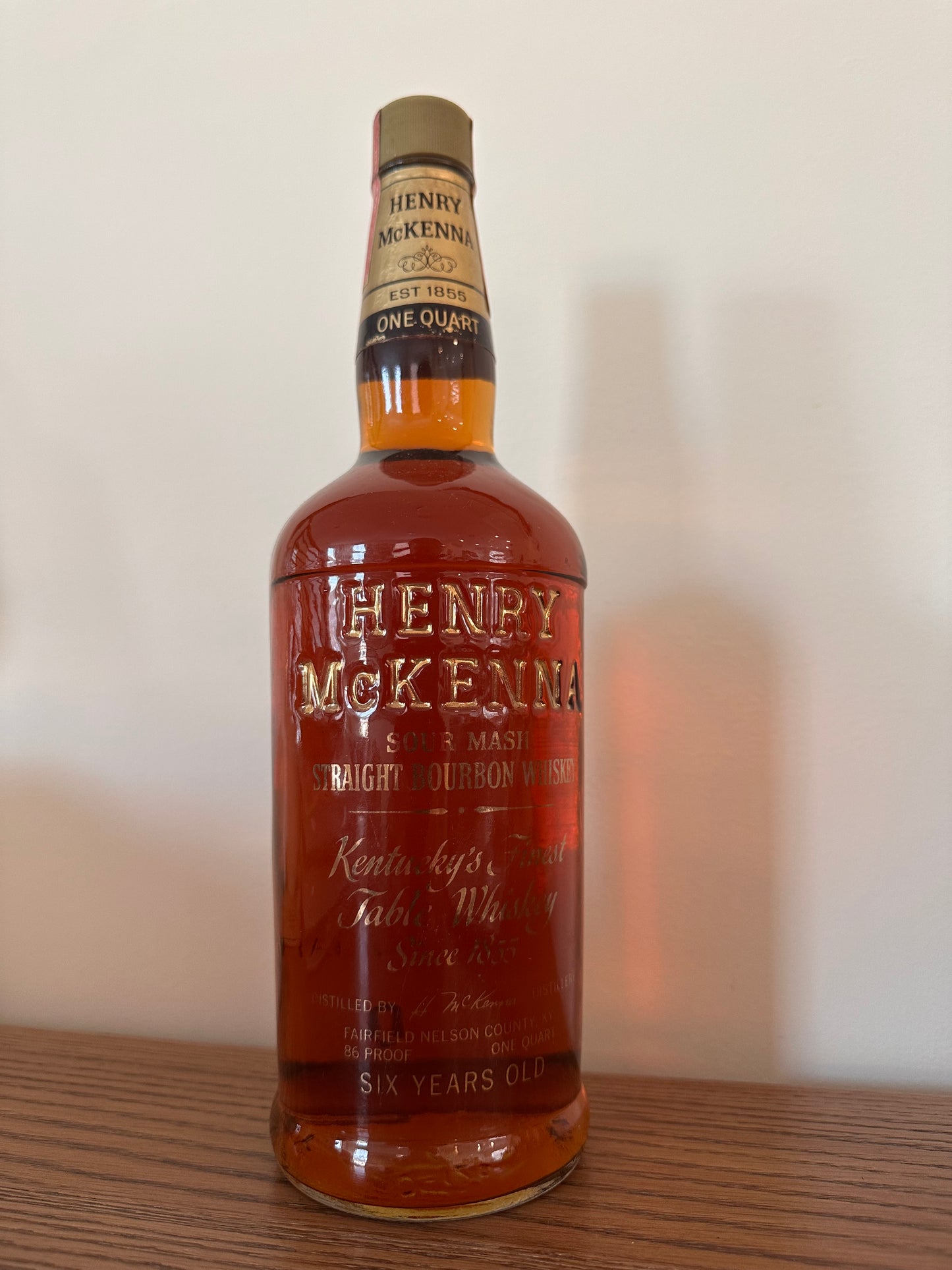 1974 Henry McKenna 6 Year Bourbon Whiskey Quart