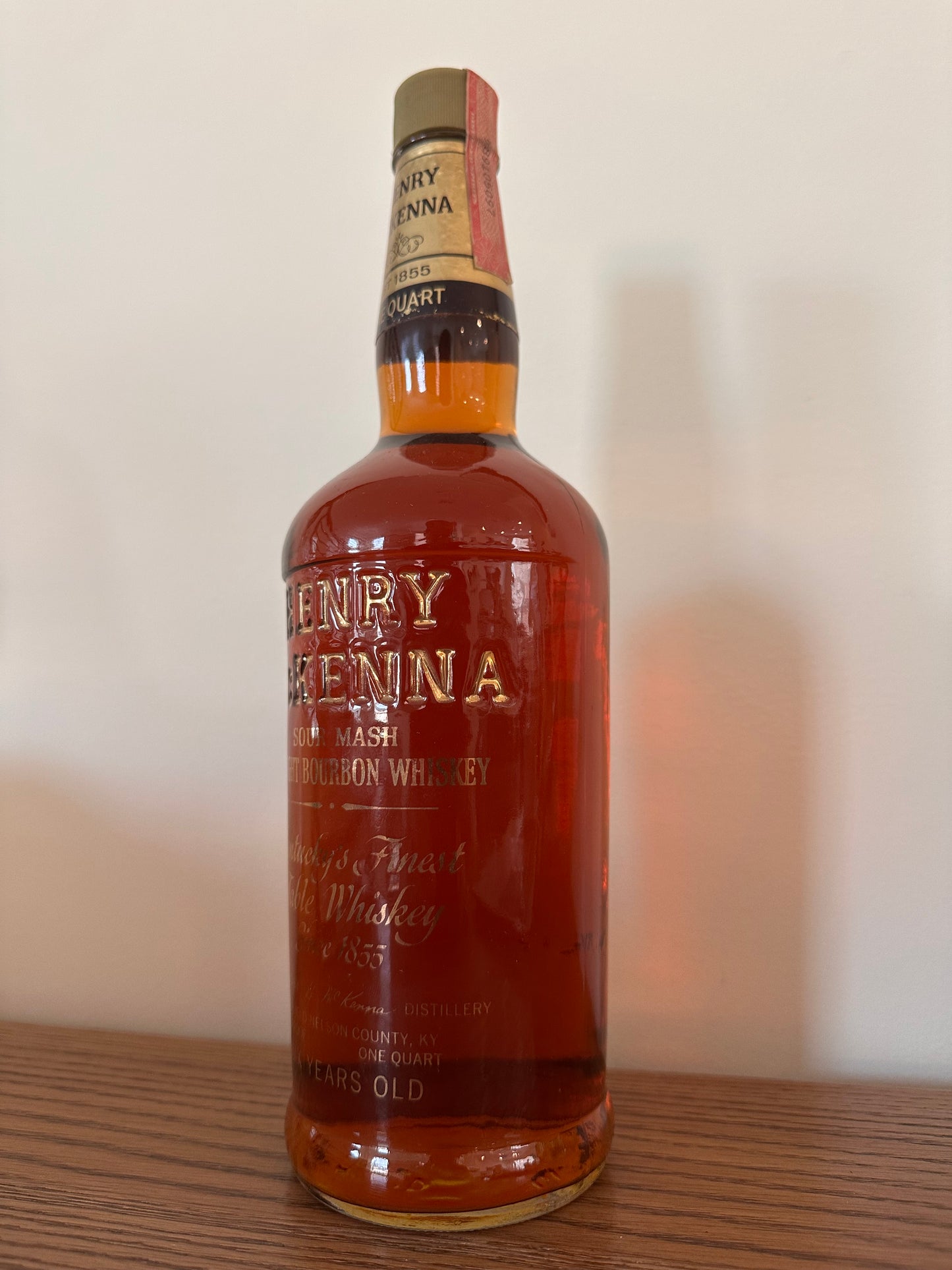 1974 Henry McKenna 6 Year Bourbon Whiskey Quart