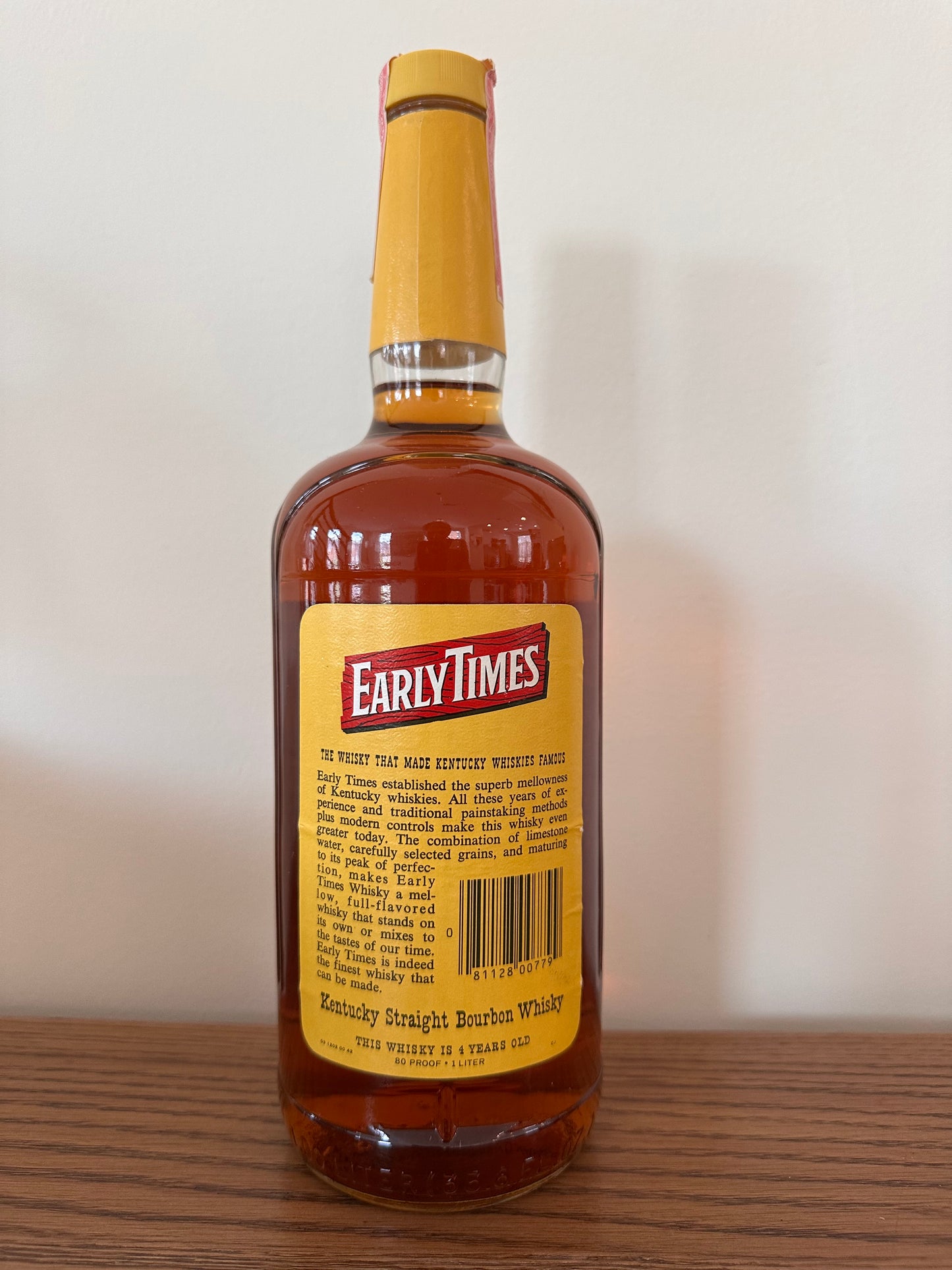 1983-1985 Early Times 4 Year Kentucky Straight Bourbon Whiskey 1.0 Liter