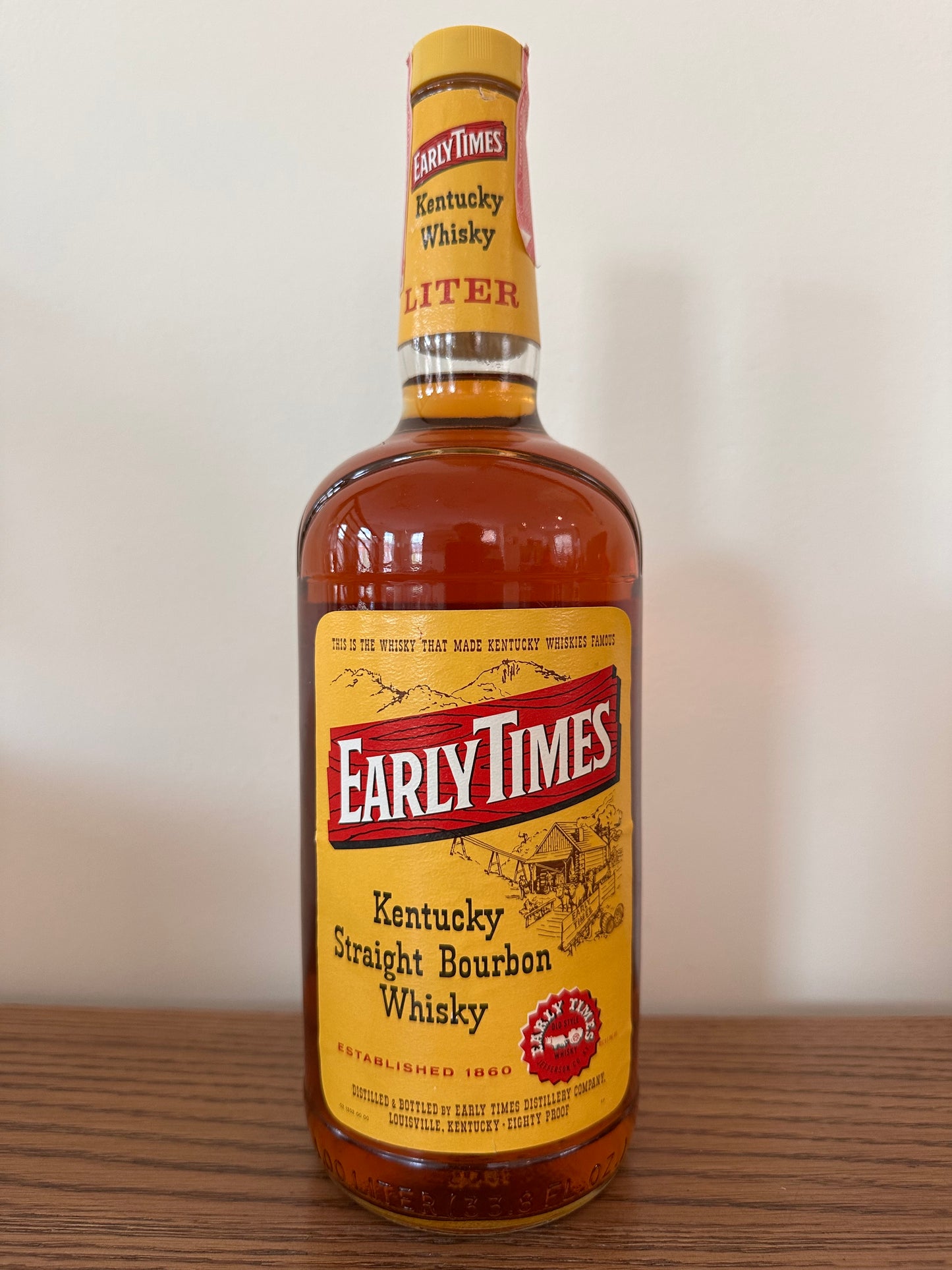 1983-1985 Early Times 4 Year Kentucky Straight Bourbon Whiskey 1.0 Liter