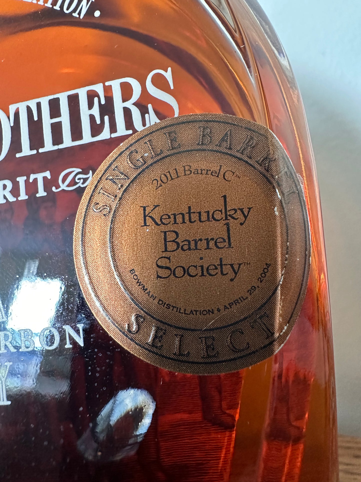 2011 Bowman Brothers Small Batch Bourbon 'Kentucky Barrel Society' 750ml