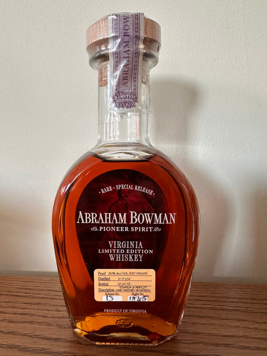 Abraham Bowman Limited Edition Touriga And Merlot Wine Finish Virginia Whiskey 375ml
