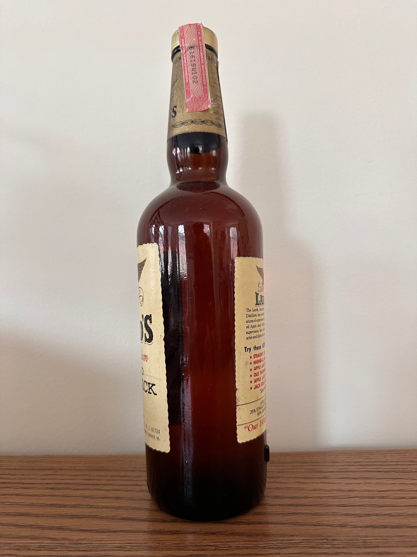 1975 Laird's Applejack Brandy 195th Anniversary 4/5 Quart