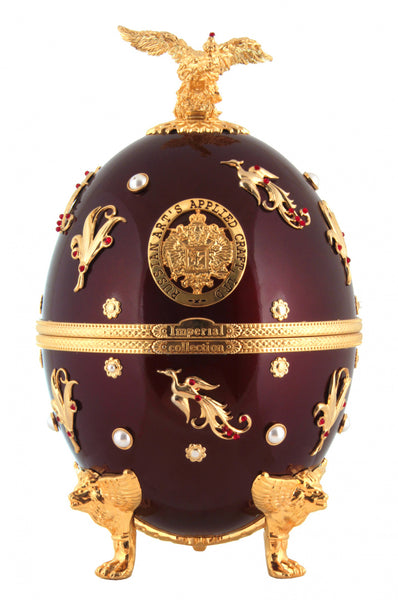 Imperial Collection Dark Red with Flowers and Birds Cognac Egg 40