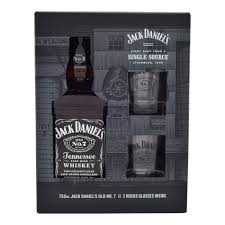 Jack Daniel's Black Label Old No.7 Brand Sour Mash Whiskey with Glasses 750ml