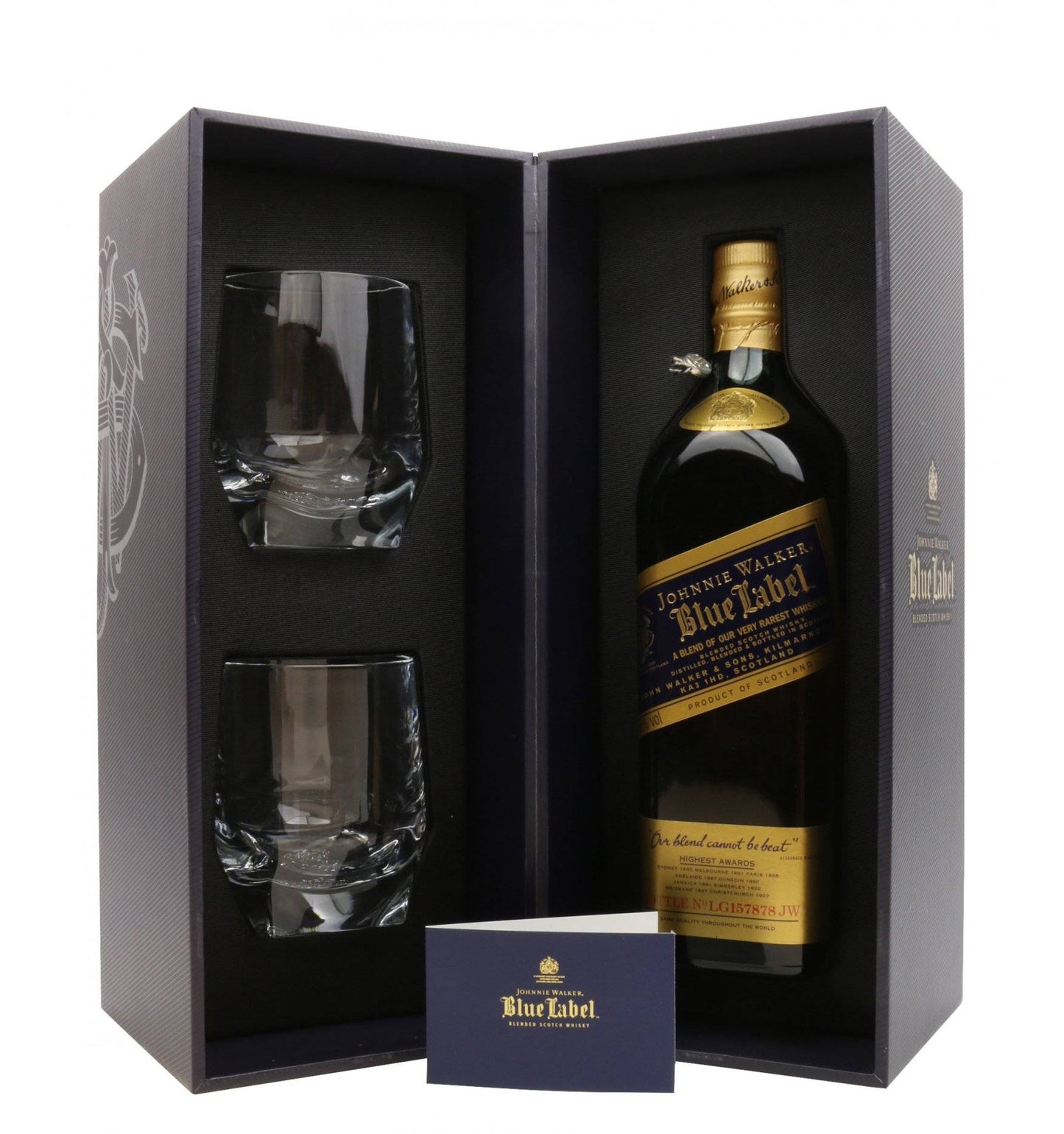 Johnnie Walker Blue Label Blended Scotch Whisky with Glasses 750ml