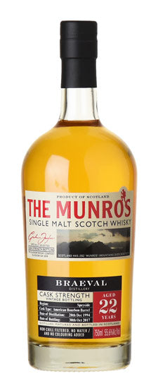 2000 Munro's Braeval 22 Year Old Cask Strength Single Malt Scotch Whisky 700ml