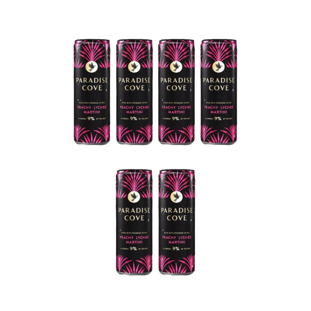 Paradise Cove Peachy Lychee Martini Cocktail 12-Oz Can 6-Pack
