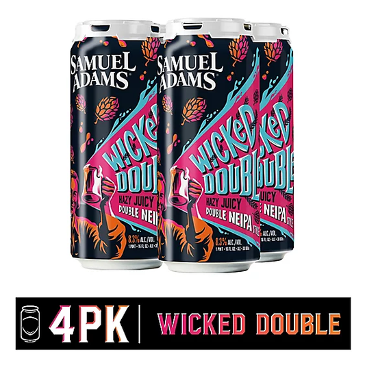 Samuel Adams Wicked Double New England India Pale Ale Beer 16-Oz Can 4-Pack