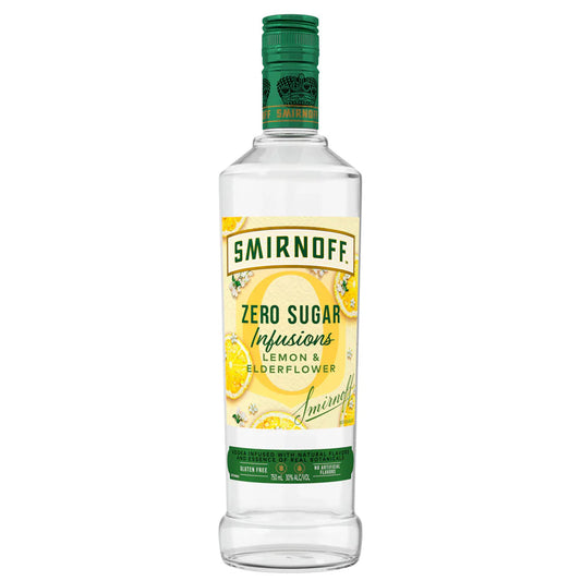 Smirnoff Zero Sugar Infusions Lemon & Elderflower Vodka 750ml