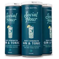 Social Hour Navy Strength Gin & Tonic Cocktail 11.5% ABV 250ml 4-Pack