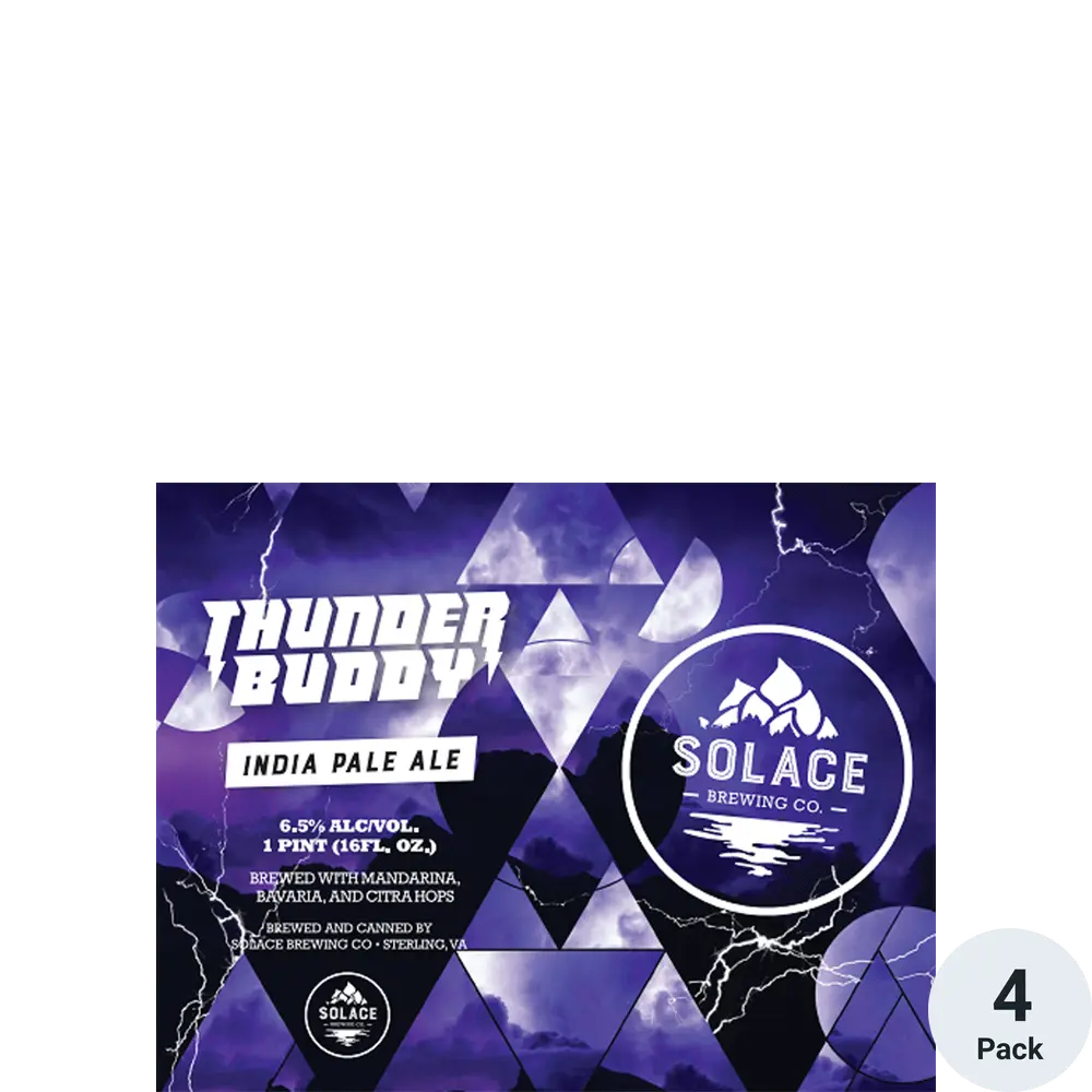 Solace Brewing Thunder Buddy India Pale Ale Beer 16-Oz Can 4-Pack