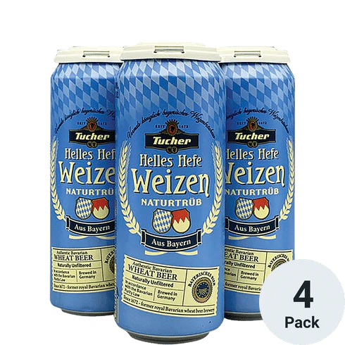 Tucher Helles Hefe Weizen Beer 16.9-Oz Can 4-Pack