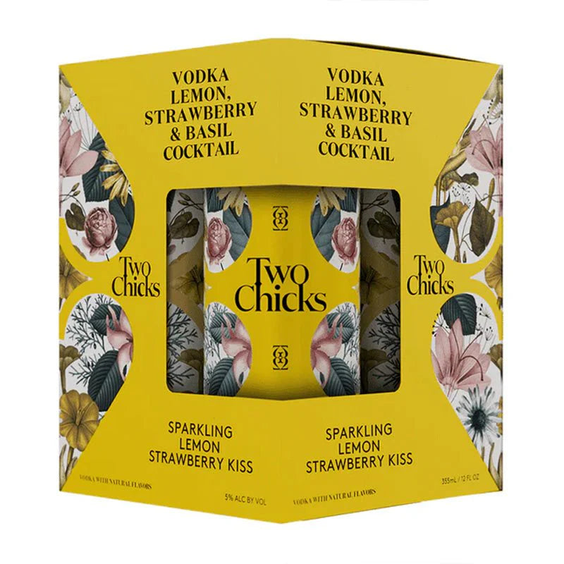 Two Chicks Vodka Lemon Strawberry Canned Cocktail 12-Oz Can 4-Pack