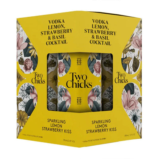 Two Chicks Vodka Lemon Strawberry Canned Cocktail 12-Oz Can 4-Pack