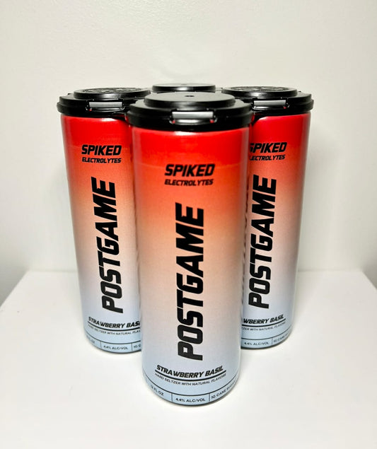 Postgame Strawberry Basil Spiked Electrolyte Seltzer 4-Pack