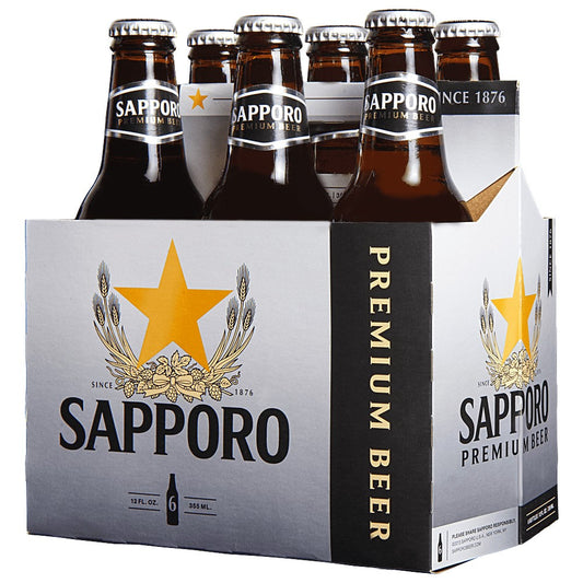 Sapporo Premium Beer 12-Oz Bottle 6-Pack