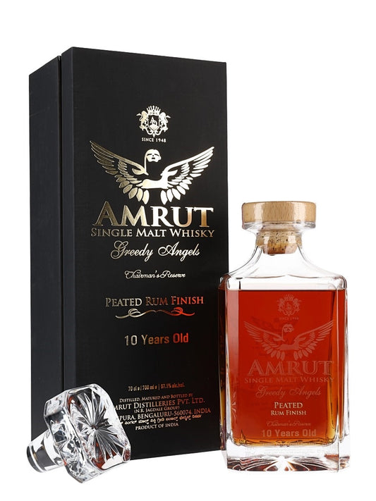 Amrut Greedy Angel Chairmans Reserve Peated Rum Finish 10 Year Old Single Malt Whisky 750ml