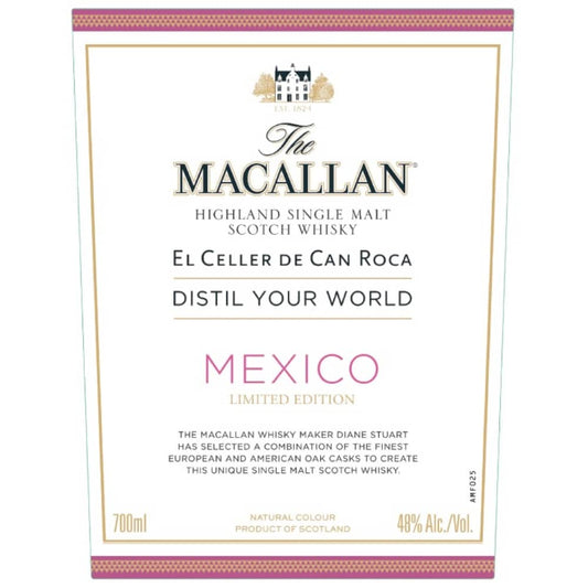 Macallan Limited Mexico Edition El Celler De Can Roca Highland Single Malt Scotch Whisky 700ml