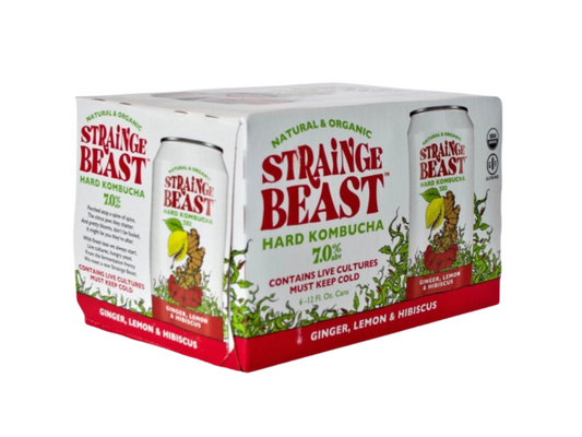 Strainge Beast Fresh Ginger Lemon & Hibiscus Hard Kombucha 12-Oz Can 6-Pack