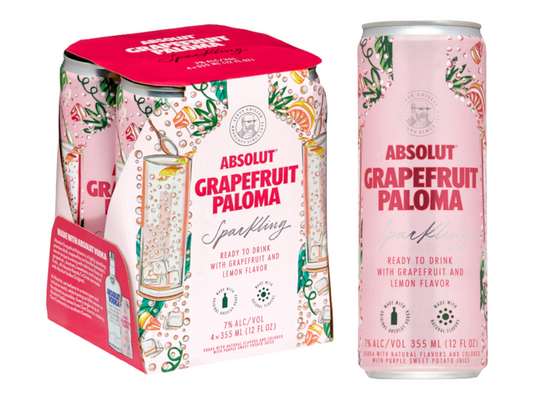 Absolut Grapefruit Paloma Sparkling Cocktail 355ml Can 4-Pack