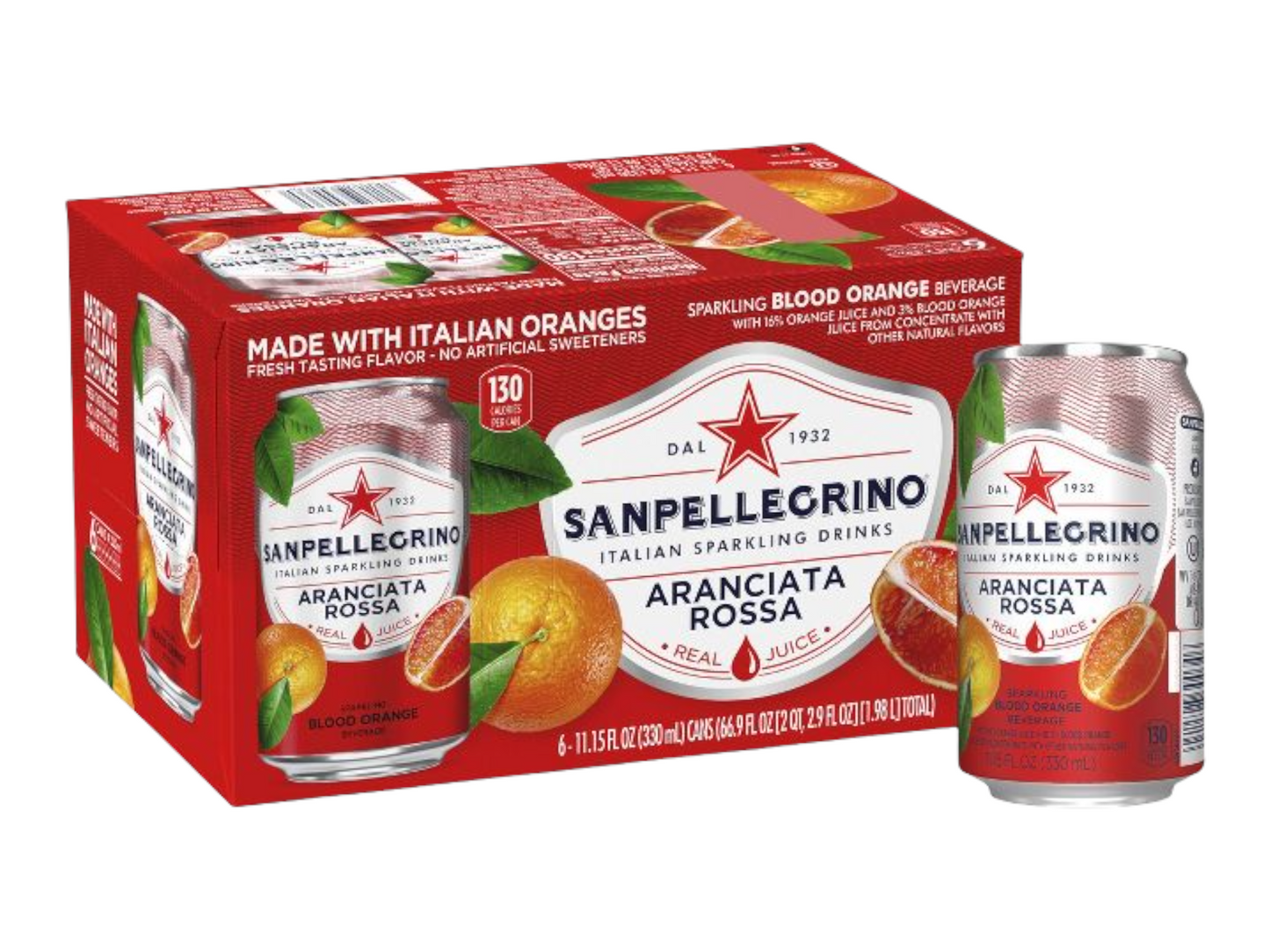 SANPELLEGRINO ARANCIATA ROSA REAL JUICE 6 PACK