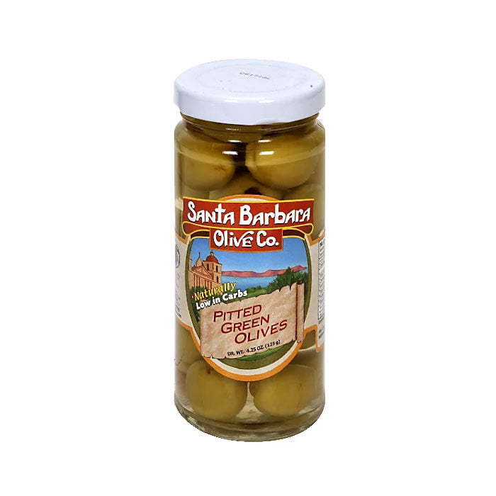 SANTA BARBARA OLIVE CO PITTED GREEN OLIVES 4.25 OZ