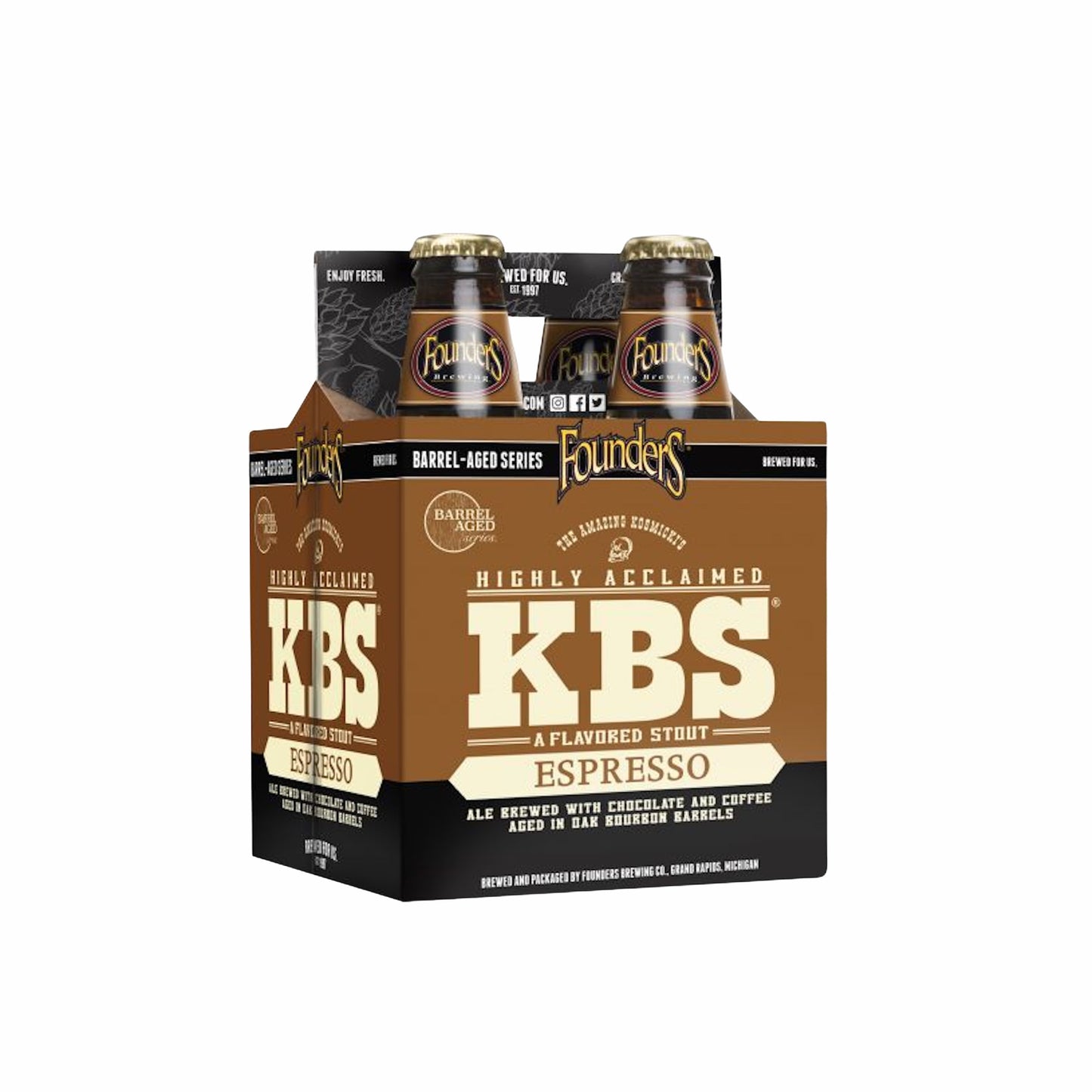 FOUNDERS BREWING KBS KENTUKY STOUT BEER- 4 PACK 12 OZ 750 ML