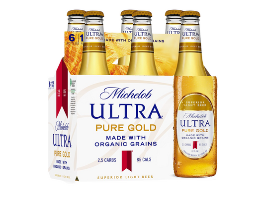 Michelob Ultra Pure Gold Light Beer 6-Pack Bottles